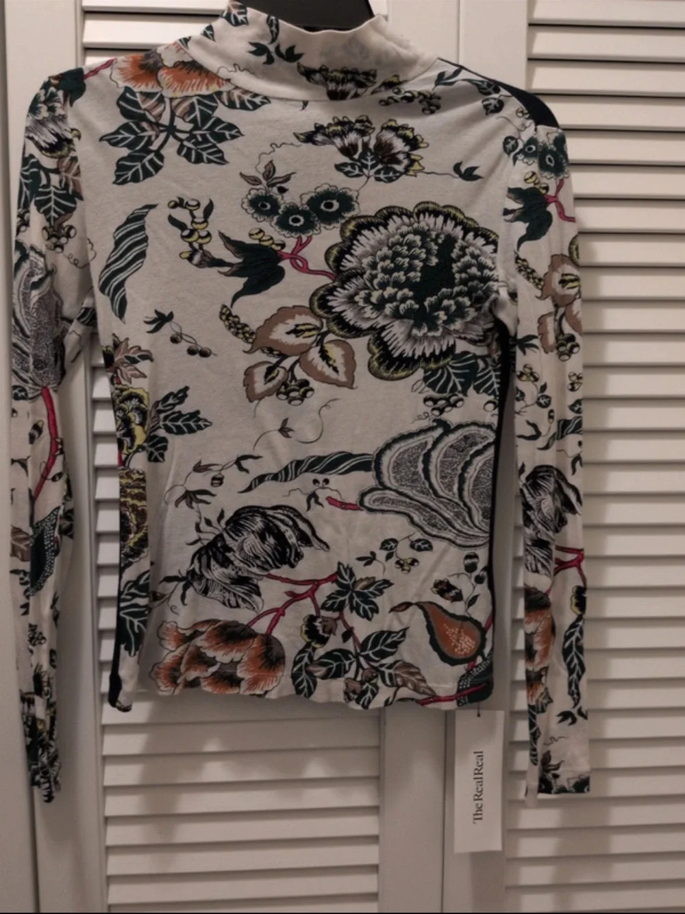 Tory Burch Floral Mock Neck Long Sleeve Top - Multicolor